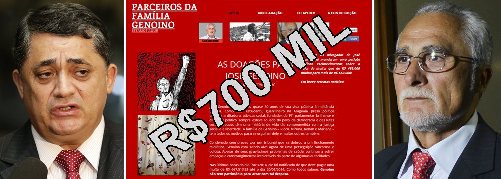 Irmão do ex-presidente do PT José Genoino, o deputado federal José Guimarães afirma que arrecadação feita por site para pagamento da multa de R$ 667 mil à Justiça foi "um gesto muito importante de solidariedade"; "Nunca vi coisa igual", frisou; vaquinha pela net levantou em menos de 10 dias cerca de R$ 700 mil; "O Brasil vai construindo determinados valores que ficam para o resto da vida. Houve uma sensação de que foram além da conta. O conjunto do processo foi além da conta", afirmou o parlamentar