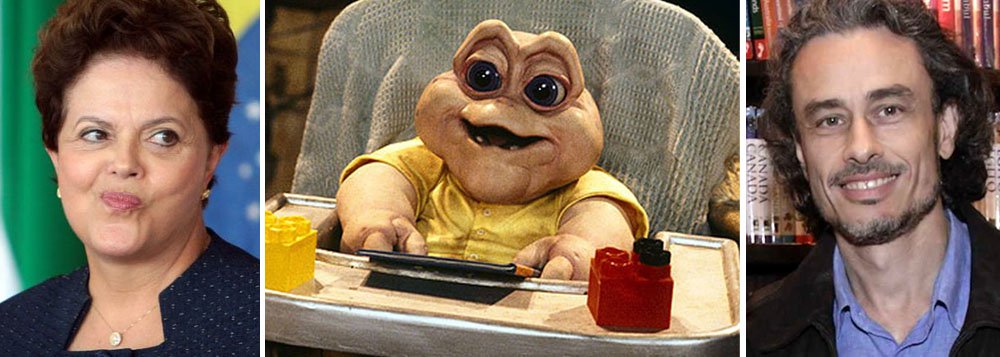 Obra de Guilherme Fiuza sobre a "Era Dilma" reúne cem crônicas que ele publicou no Globo e na revista "Época" sobre o atual governo; ilustração da capa é inspirada no Baby, personagem da "Família Dinossauro", que repetia o bordão "Não é a mamãe"