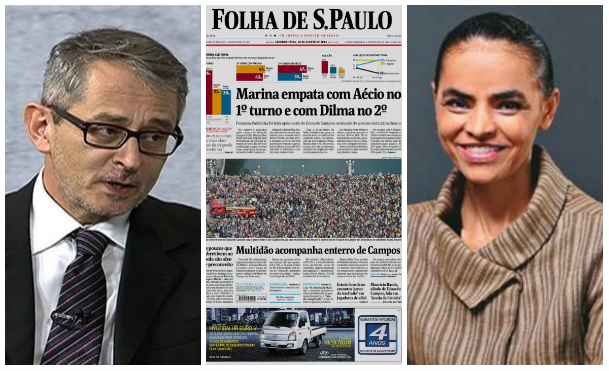 Segundo jornal de Otávio Frias, a recandidatura da ex-senadora Marina Silva, que herdou vaga de Eduardo Campos à Presidência, "é reconfortante por representar uma parcela importante no espectro das opiniões e amplia o leque de escolhas viáveis à disposição do eleitor"; ressalta, no entanto, que ela terá de bater o tucano Aécio Neves, que "está enraizado no coração demográfico e econômico do país"; os dois aparecem em empate técnico no primeiro turno segundo Datafolha