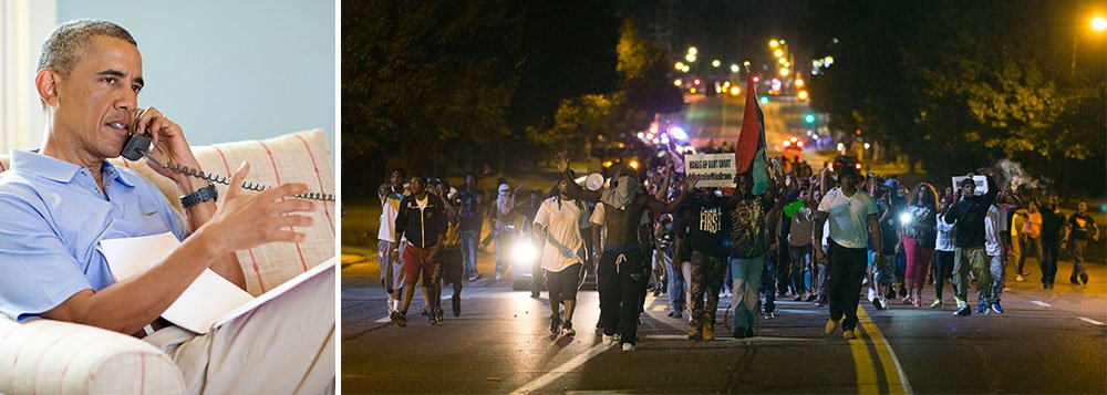 Presidente dos Estados Unidos pediu uma resposta ponderada após duas noites de protestos violentos, saques e detenções em um subúrbio da cidade de St. Louis; Obama prometeu total investigação do Departamento de Justiça sobre a morte do jovem Michael Brown, de 18 anos, um episódio que causou indignação na cidade de Ferguson, de maioria afro-americana