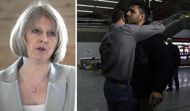 A ministra do Interior, Theresa May, disse que a polícia valeu-se de poderes conferidos pelas leis antiterrorismo, que autorizam medidas de segurança para impedir que dados furtados ajudem terroristas, para deter o brasileiro David Miranda: "se a polícia acreditar que alguém está de posse de informações furtadas e altamente sensíveis, que poderiam ajudar terroristas, que poderiam colocar vidas em risco, levar a uma potencial perda de vida, a polícia seja capaz de agir, e é isso que a lei a autoriza a fazer"