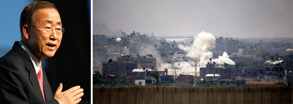 Secretário-geral das Nações Unidas, Ban Ki-moon apelou para uma pausa humanitária imediata na Faixa de Gaza até a próxima semana, período em que se comemora o fim do Eid Ul Fitr - celebração muçulmana que marca o fim do Ramadã, o mês em que os muçulmanos praticam o jejum ritual; esta pausa "deverá prolongar-se por todo o período das festas do Eid Eid Ul Fitr", disse comunicado da organização