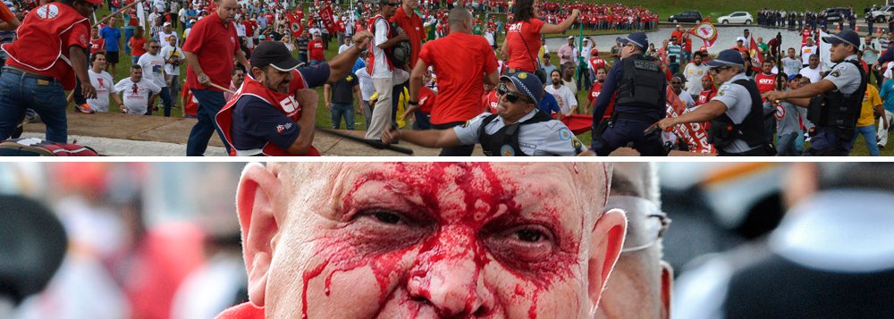 Depois da batalha campal em Brasília, em que manifestantes contra a terceirização foram agredidos até pela polícia legislativa, a CUT divulgou nota contra a violência; "Atuação truculenta de policiais a uma manifestação com cerca de cinco mil pessoas diante do Congresso Nacional deixou clara a resposta que a atual presidência da Casa pretende dar a manifestações democráticas e que enfrentem interesses empresariais"; segundo a entidade, um carro de som dos manifestantes teve um dos pneus furado por membros da polícia legislativa, que em seguida dispararam bombas de gás lacrimogênio e "atiraram para tudo quanto é lado"; protestos por direitos trabalhistas também aconteceram em outras cidades do País; além da CUT, participaram CTB, NCST e Intersindical