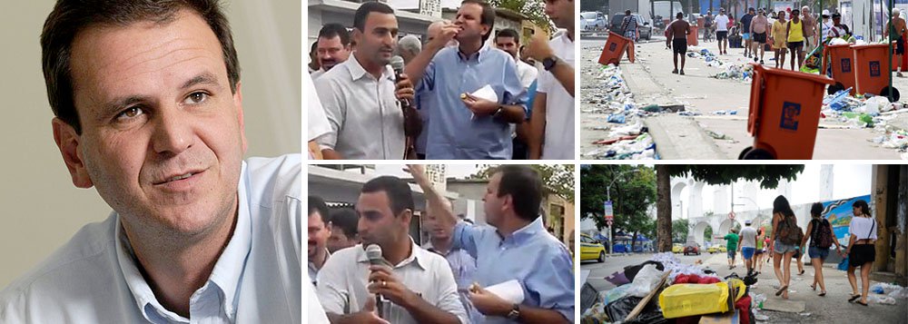 Prefeito do Rio comenta vídeo que o flagra jogando para o alto o que parece ser uma fruta; "Pedi que a Comlurb me multasse, já recebi a multa e já paguei R$ 157. Qualquer cidadão dessa cidade que jogar lixo no chão vai ser multado, inclusive o prefeito", disse Eduardo Paes (PMDB); ele lembra, no entanto, que o vídeo "não deixa claro" que ele joga lixo no chão, e garante que não suja a rua; "Eu não jogo lixo no chão, primeiro por educação e segundo porque eu sou o prefeito e tenho que ser o exemplo. Então na dúvida, eu peço desculpas"