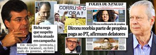Acusado por um delator no Paraná de usar seu primo Luiz Abi, preso por corrupção, para arrecadar recursos ilegais de campanha, o governador tucano Beto Richa ganhou uma tripa na Folha de S. Paulo, onde se defende antes de ser acusado; dez dias antes, José Dirceu, que teria sido acusado por um empresário que não é delator, mereceu a manchete de domingo, desmentida pelos fatos e criticada pela ombudsman do jornal; dias atrás, o jornal de Otavio Frias Filho publicou um editorial em que critica a blindagem do Judiciário ao PSDB; Frias foi lembrado que há também a blindagem da mídia aos tucanos; detalhe: Abi foi às ruas protestar contra a corrupção pouco antes de ser preso