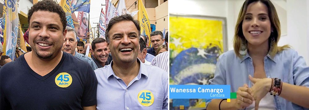 Ex-jogador Ronaldo Fenômeno e a cantora Wanessa Camargo, que atuaram na campanha tucana à Presidência, ao lado do senador Aécio Neves (PSDB), confirmam presença no protesto do dia 15 de março; a pedido do movimento Vem Pra Rua, atores globais, como Malvino Salvador e Humberto Martins, também gravaram vídeos convocando brasileiros às ruas 