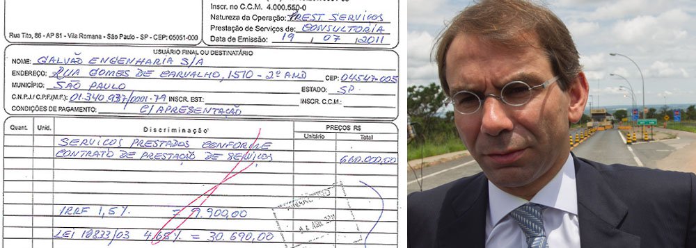 Advogado José Luiz de Oliveira Lima, que defende a Galvão Engenharia, apresentou à Justiça uma nota fiscal de R$ 660 mil emitida pela empresa LFSN Consultoria; segundo ele, o valor foi pago ao empresário Shinko Nakandakari, para que a construtora não fosse vítima de retaliações em seus contratos; "Meu cliente foi vítima dos crimes de extorsão e concussão", diz Oliveira Lima; ao todo, as propinas somariam R$ 8,8 milhões