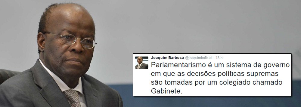 Na opinião do ex-presidente do STF, se a população soubesse como funciona o sistema que retira poderes da presidente da República, proposto pelo presidente da Câmara, Eduardo Cunha (PMDB-RJ), ficaria "horrorizada"; "Parlamentarismo é um sistema de governo em que as decisões políticas supremas são tomadas por um colegiado chamado Gabinete. Membros desse Gabinete? Líderes e representantes de partidos que formam uma "maioria" no Parlamento. O governo "sai" dessa maioria", escreveu