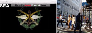 Autoria da ação é reivindicada pelo grupo Exército Eletrônico Sírio (SEA, na sigla em inglês). No portal que identifica a quem pertence cada site da internet, jornal americano e conta no Twitter tiveram registros alterados em nome do “Syrian Arab Republic”