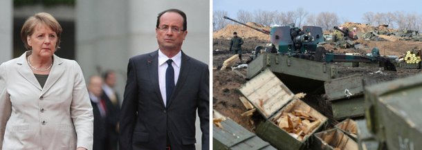 O presidente francês, François Hollande, e a chanceler alemã, Angela Merkel, afirmaram hoje (20), em Paris, que querem a aplicação integral dos acordos de Minsk, assinados em 12 de fevereiro, para acabar com o conflito na Ucrânia; "O cessar-fogo foi violado diversas vezes. Agora, deve ser integralmente respeitado no conjunto da linha da frente", disse Merkel; chefes da diplomacia francesa, alemã, ucraniana e russa devem se reunir na terça-feira (24) em Paris, a pedido dos respectivos chefes de Estado e de Governo