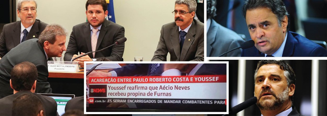 O doleiro Alberto Youssef confirmou, nesta terça (25), durante depoimento na CPI da Petrobras, que o senador Aécio Neves (PSDB) recebeu dinheiro de corrupção envolvendo Furnas; "Eu confirmo por conta do que eu escutava do deputado José Janene, que era meu compadre e eu era operador dele", disse; o deputado federal Paulo Pimenta (PT) defendeu que Aécio seja investigado por ter sido citado por Youssef; Pimenta ironizou a atuação do PSDB e do DEM na CPI; ele disse que a atuação da oposição é para que só “meia corrupção” seja investigada; em nota, o PSDB diz que acusações contra Aécio são "improcedentes"; imagem de chamada da Globo News noticiando o fato viralizou nas redes sociais