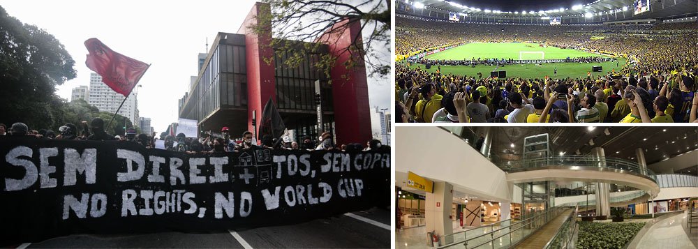 Alvo central das manifestações de rua e greves que perturbam o país, investimento público no Mundial, destinado a estádios, projetos de transporte urbano e aeroportos, soma R$ 25,8 bilhões - o equivalente, por exemplo, a 9% das despesas públicas anuais em educação, de R$ 280 bilhões; valor do evento foi o mesmo gasto em Belo Monte, maior obra financiada pelo governo