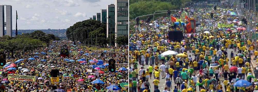 Dois grupos de manifestantes em Brasília entraram em confronto quando a marcha começava a ocupar a frente do Congresso; a briga começou porque algumas pessoas se irritaram com um grupo ligado à Ordem Dourada do Brasil, formada por militares da reserva que defendem a "intervenção militar Constitucional"