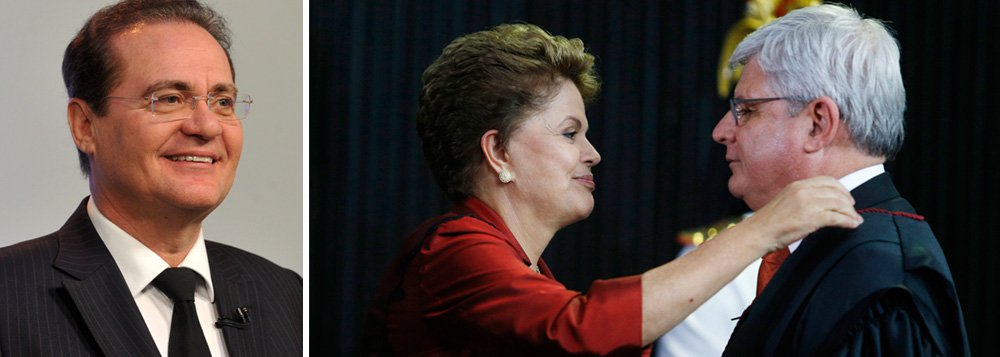 Apontado como um dos políticos beneficiados pelo esquema de propinas da Petrobras - segundo relato do ex-diretor de Abastecimento da Petrobras, Paulo Roberto, que afirmou que negociava propinas com “um representante do senador”-, Renan Calheiros (PMDB-AL) vai imprimir rito sumário para que o nome do procurador-geral da República, Rodrigo Janot, seja ou não referendado pelos senadores, de acordo com Tales Faria, no blog Além da Notícia; Janot foi recebido neste sábado (8) pela presidente Dilma Rousseff; em seguida foi anunciado que ela irá reconduzi-lo ao cargo