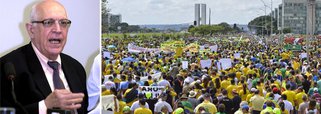 Jurista Dalmo Dallaria afirma que, "confrontada com a votação que, recentemente, deu o segundo mandato à Presidente Dilma, votação superior a 54 milhões de votos, a "maré humana" da passeata de 15 de março não passou de uma "ondinha" muito "leve, espetaculosa mas insignificante como expressão da vontade politica do povo brasileiro"; quanto à pregação de golpe militar, em entrevista a Eduardo Guimarães, do Blog da Cidadania, ele sugere ainda o "enquadramento dos autores dessa tolice antidemocrática, para processamento pela prática do crime. Nesse caso a identificação dos autores não deve ser dificil, pois muita gente filmou e fotografou a prática criminosa"