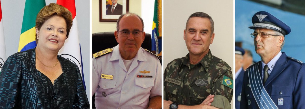 A presidente Dilma Rousseff definiu os nomes dos novos comandantes das Forças Armadas; o almirante Eduardo Bacellar Leal Ferreira vai comandar a Marinha, o general Eduardo Dias da Costa Villas Bôas estará à frente do Exército e o brigadeiro Nivaldo Luiz Rossato estará no comando da Aeronáutica; após o anúncio, Dilma agradeceu a "competência e dedicação" dos ex-comandantes almirante Julio Soares de Moura Neto (Marinha), general Enzo Martins Peri (Exército) e brigadeiro Juniti Saito (Aeronáutica)