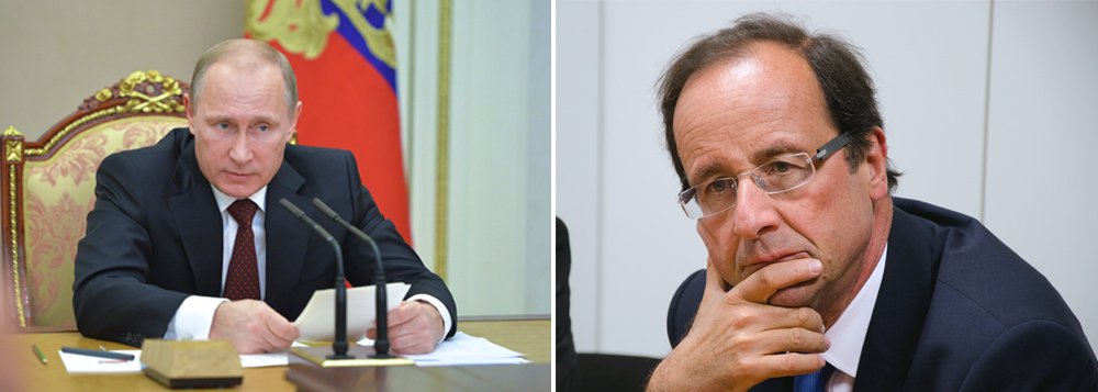 O presidente francês, François Hollande, disse neste sábado que um cessar-fogo poderá ocorrer no leste da Ucrânia nos próximos dias depois de uma visita inesperada à Rússia para conversar com seu homólogo no país, Vladimir Putin; "O cessar-fogo que será proclamado amanhã ou no dia seguinte deve ser totalmente respeitado", disse Hollande