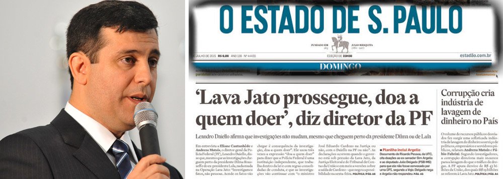 Para o jornalista Fernando Brito, do Tijolaço, a entrevista do diretor-geral da Polícia Federal, Leandro Daiello, neste domingo, 5, foi a sinalização de um "liberou geral" aos subordinados; "Diante de uma pergunta sobre o que aconteceria se investigações chegassem ao ex-presidente Lula ou à presidenta Dilma, [Daiello] poderia ter dito o que até os promotores da Lava Jato e o juiz Sérgio Moro têm dito: que ambos não estão sendo investigados. Mas preferiu uma mentira polida – 'nós investigamos fatos, aonde os fatos vão chegar é consequência da investigação' – e um retumbante (e oco, claro) 'doa a quem doer'", critica