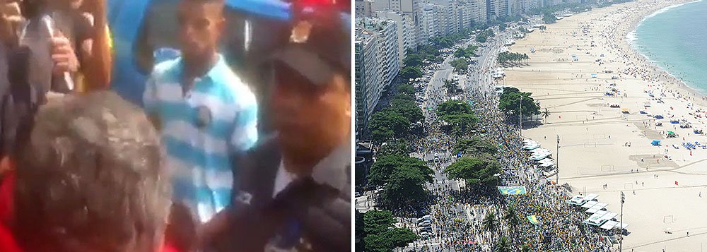 "Um homem que passeava de bicicleta usando camiseta vermelha foi hostilizado pela multidão. A Polícia Militar interveio, mas, em vez de garantir o direito do cidadão de se vestir como bem quisesse, fez com que ele retirasse a peça de vestuário antes de retirá-lo do local", informa Eduardo Guimarães, do Blog da Cidadania; "Que se saiba, não existe, neste país, uma lei que proíba o uso de uma peça de roupa de qualquer cor. O que ocorreu no Rio foi cerceamento do direito de um cidadão por agentes do Estado só porque uma multidão exigiu que esse direito fosse cerceado"