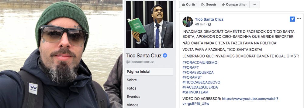Hackers invadem página de Tico Santa Cruz