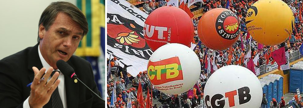 Centrais manifestam repúdio a Bolsonaro
