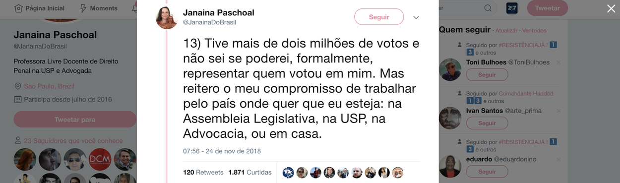 Acusada de irregularidade eleitoral, Janaína pode ficar sem mandato
