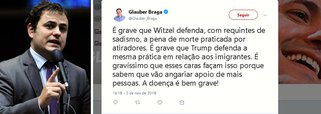 Glauber Braga no Twitter: populismo da violência é doença grave