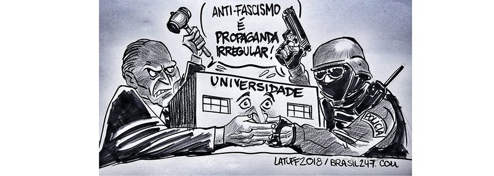 Latuff retrata a ofensiva contra as universidades