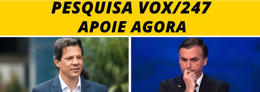 Brasil 247 fará nova pesquisa presidencial. Apoie agora