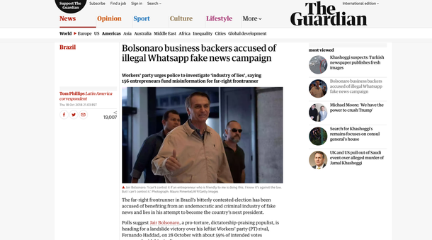 Jornal mais respeitado da Inglaterra, Guardian repercute o Bolsolão