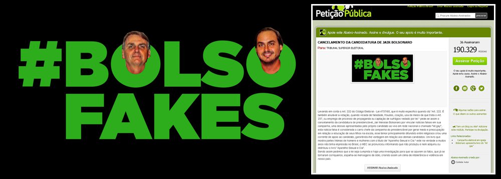 Petição: 190 mil pedem cancelamento da candidatura Bolsonaro