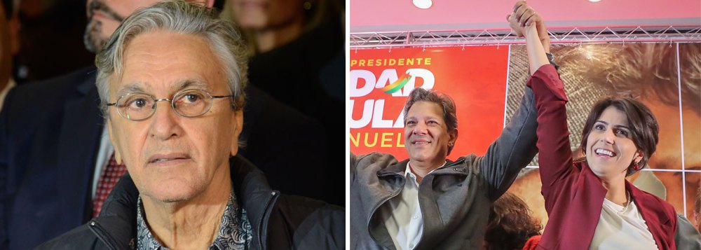 Caetano declara apoio a Haddad e Manuela