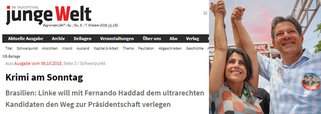 Jornal alemão Junge Welt diz que Haddad é a opção democrática