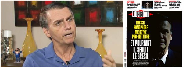‘Racista, homofóbico e misógino’, diz jornal francês Libération sobre Bolsonaro