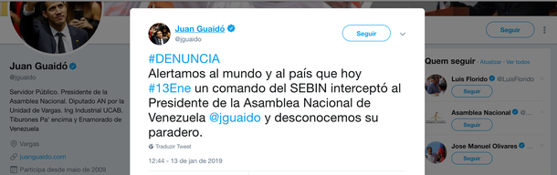Maduro prende opositor que se declarou presidente com apoio dos EUA e do Brasil