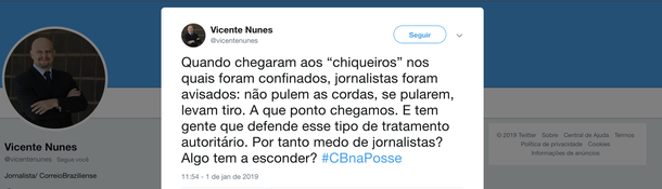 Jornalistas são confinados e recebem ameaça de seguranças: se pularem, levam tiro