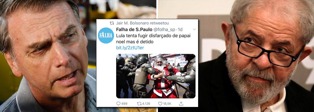 Bolsonaro volta a agredir Lula no Twitter