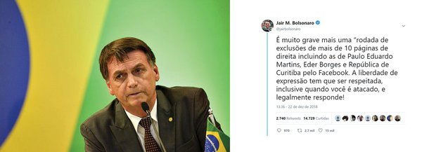 Facebook exclui páginas de extrema direita e Bolsonaro denuncia “censura”