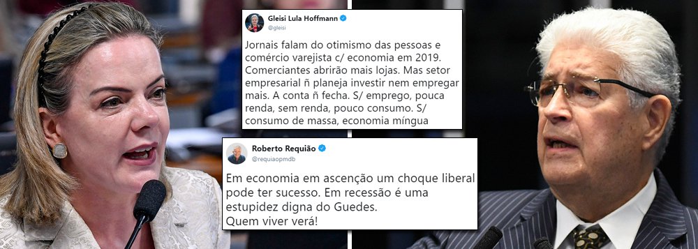 Gleisi e Requião não tão otimistas em relação à recuperação da economia