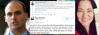 Eduardo Bolsonaro critica Enem e Elika Takimoto dá invertida
