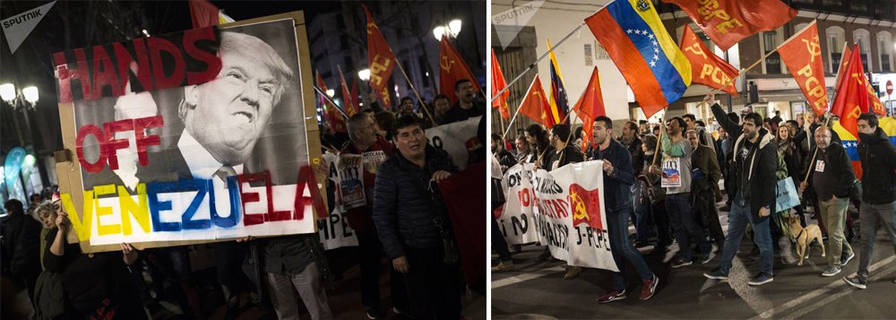 Centenas marcham em Madri em apoio a Nicolás Maduro 