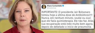 Cantanhêde se corrige diz que Bolsonaro tomou antibiótico e não quimio