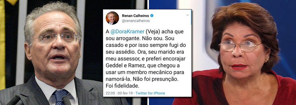 Renan diz que aliado 'namorou' Dora Kramer com membro mecânico