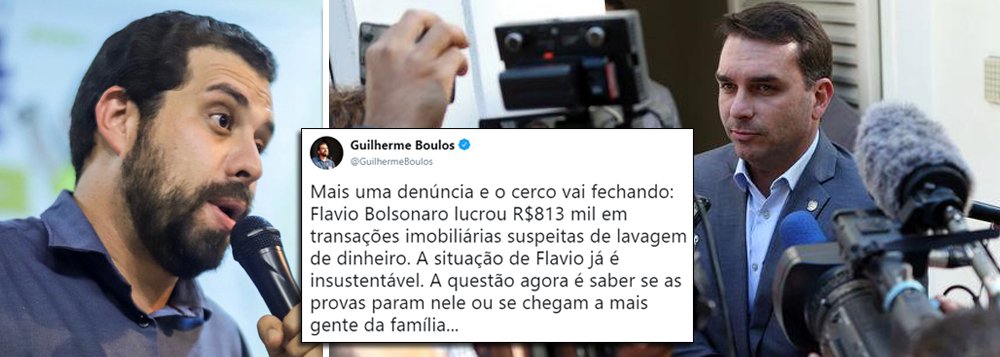 Boulos: situação de Flávio Bolsonaro é insustentável
