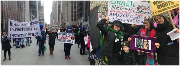 Brasileiras protestam em NY contra governo Bolsonaro