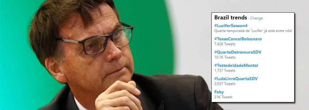 #TexasCancelBolsonaro é um dos assuntos mais comentados nas redes 