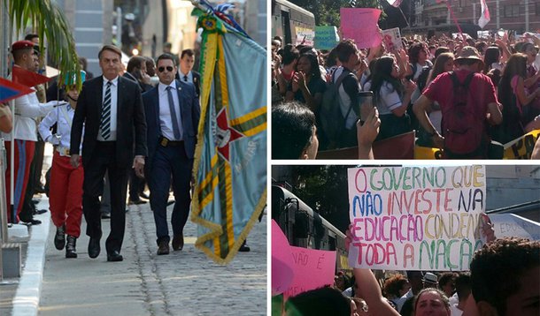 Polícia do Exército protege Bolsonaro de protesto de pais, alunos e professores