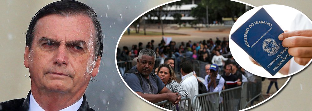 Desemprego salta 10% no primeiro trimestre de Bolsonaro e chega a 13,4 milhões de pessoas