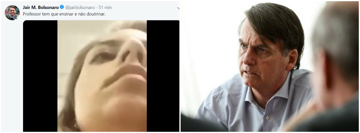 Em prática fascista, Bolsonaro exibe vídeo gravado por estudante em sala de aula