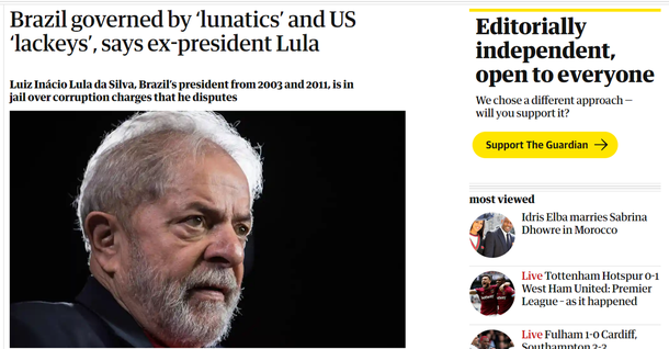Entrevista de Lula repercute em todo mundo, menos no O Globo e na TV Globo